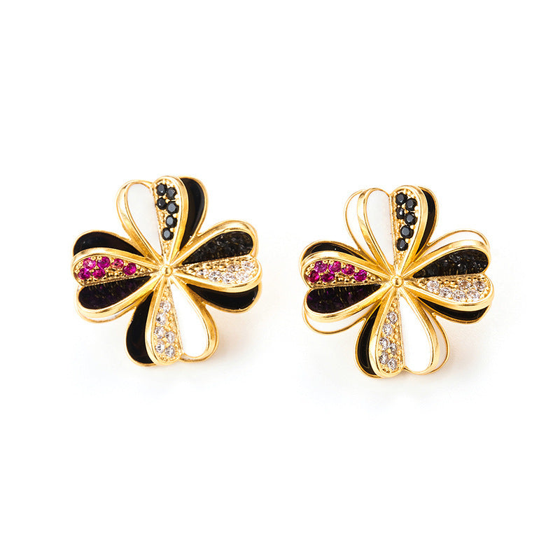 Vintage 18K Gold Plated Flower Earrings-Jewearrings