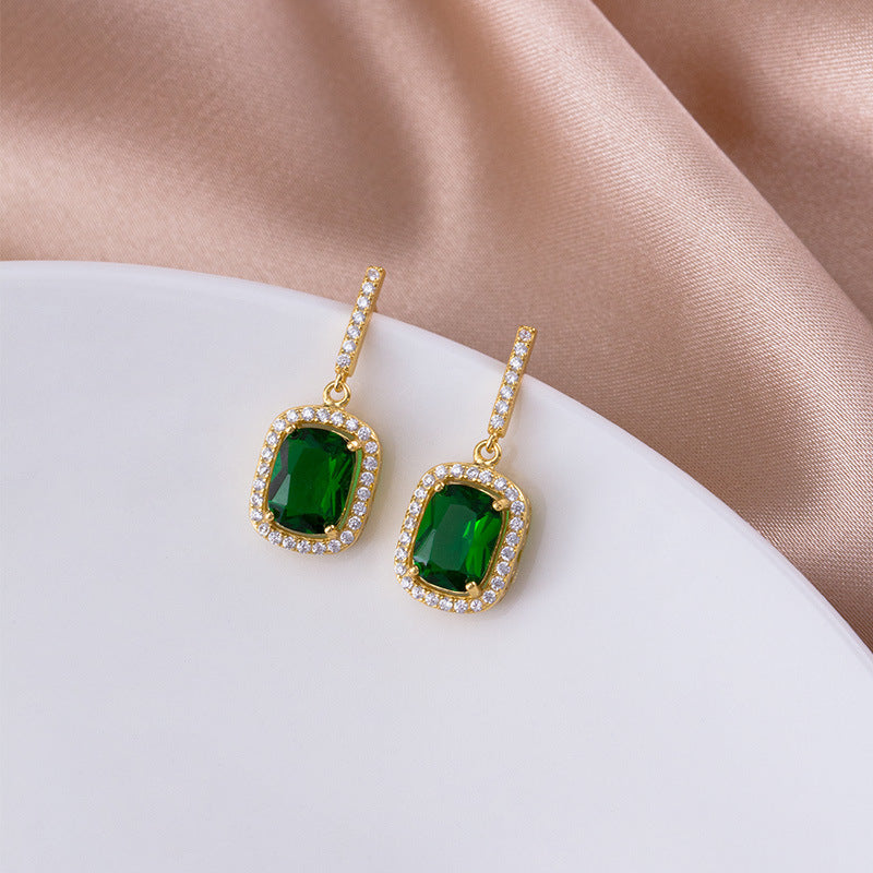 Sterling Silver Petite Emerald Earrings Female Net Red-Jewearrings