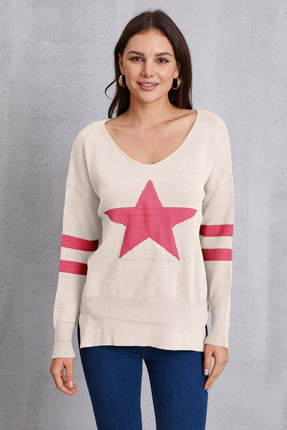 Star Scoop Neck Dropped Shoulder T-Shirt-Jewearrings