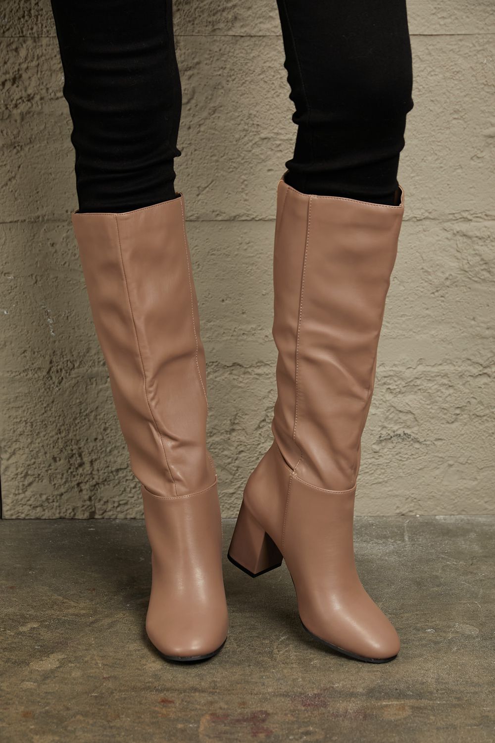 East Lion Corp Block Heel Knee High Boots-Jewearrings