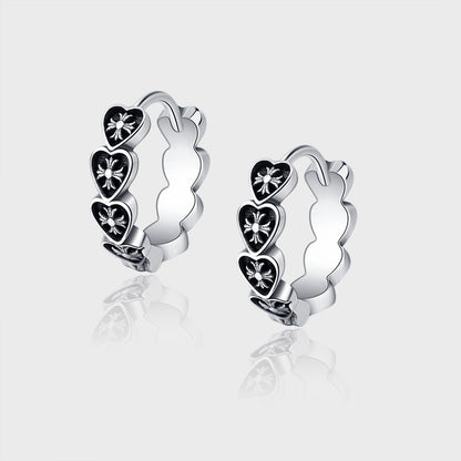 S925 Sterling Silver Retro Love Cross Earrings-Jewearrings