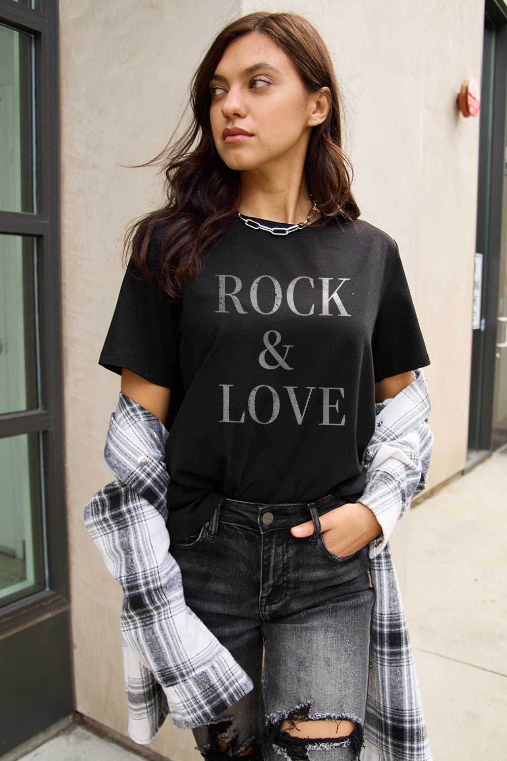 Simply Love Full Size ROCK ＆ LOVE Short Sleeve T-Shirt-Jewearrings