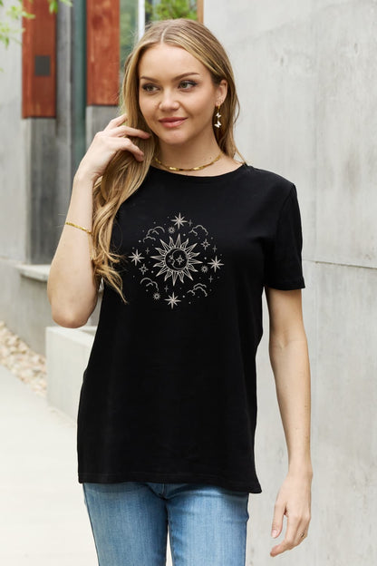 Simply Love Full Size Celestial Graphic Short Sleeve Cotton Tee-Jewearrings