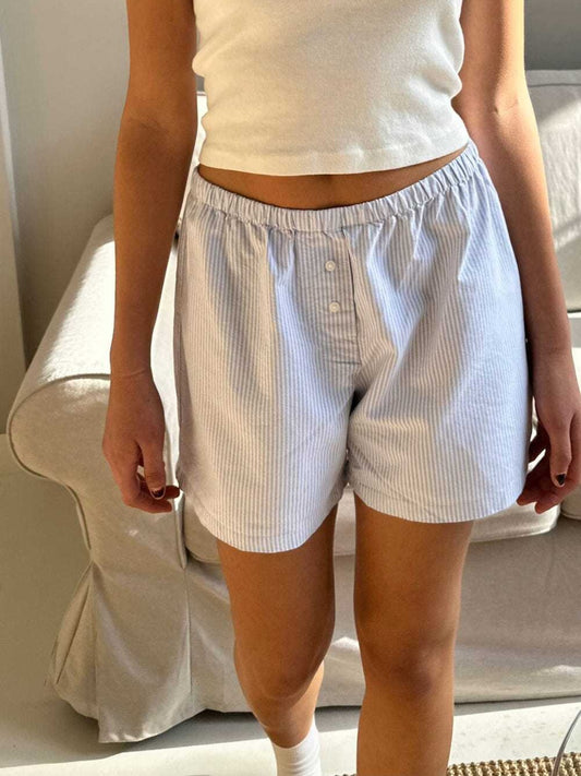 Striped Elastic Waist Shorts-Jewearrings