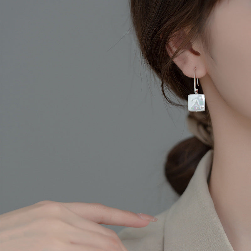 S925 Silver Geometric Square Acrylic Earrings Simple Temperament-Jewearrings