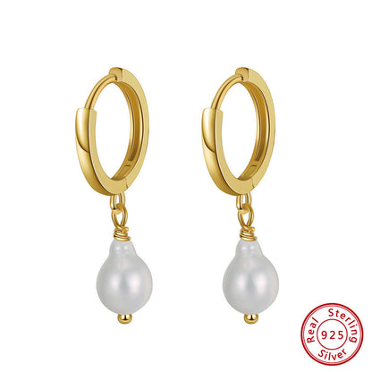 925 Sterling Silver Drop Earrings Natural Freshwater Pearls-Jewearrings