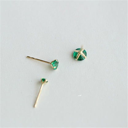 Mini Japanese And Korean Small Round Four-Claw Stud Earrings-Jewearrings