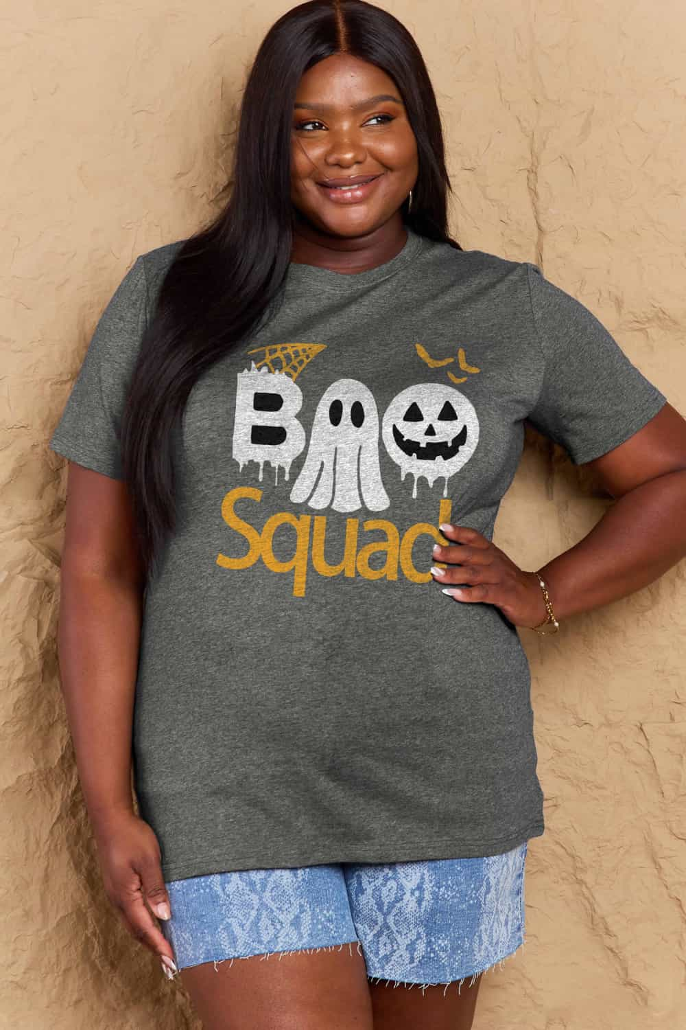 Simply Love Full Size BOO SQUAD Graphic Cotton T-Shirt-Jewearrings