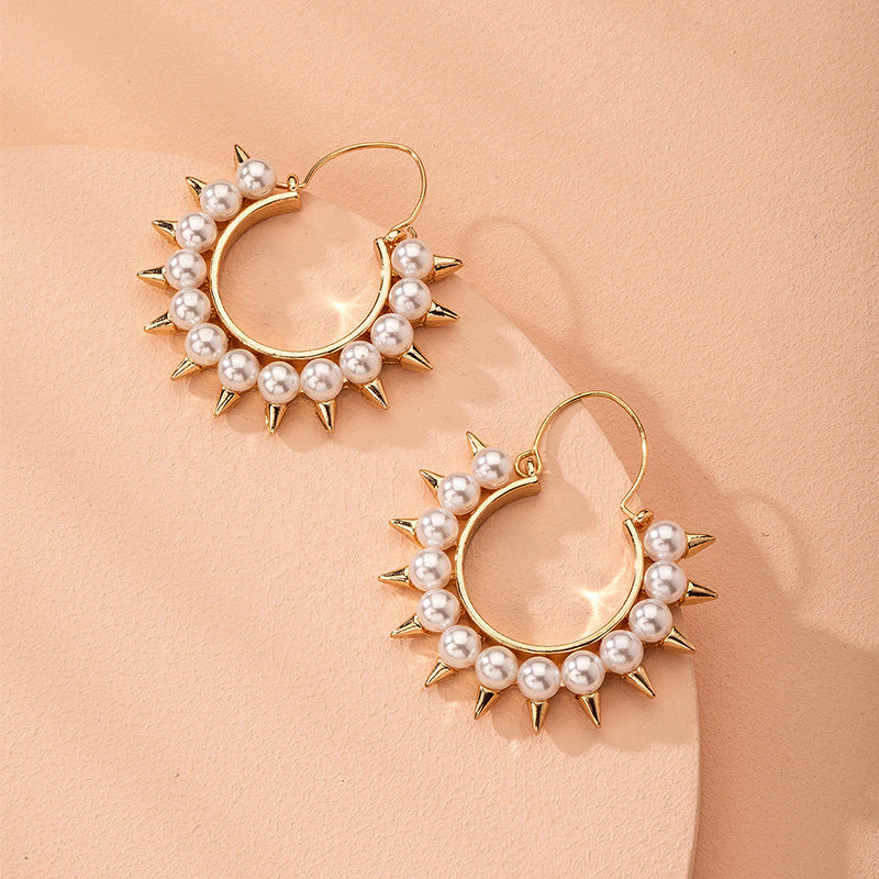 Korean Earrings Pearl Earrings Temperament Semicircle-Jewearrings