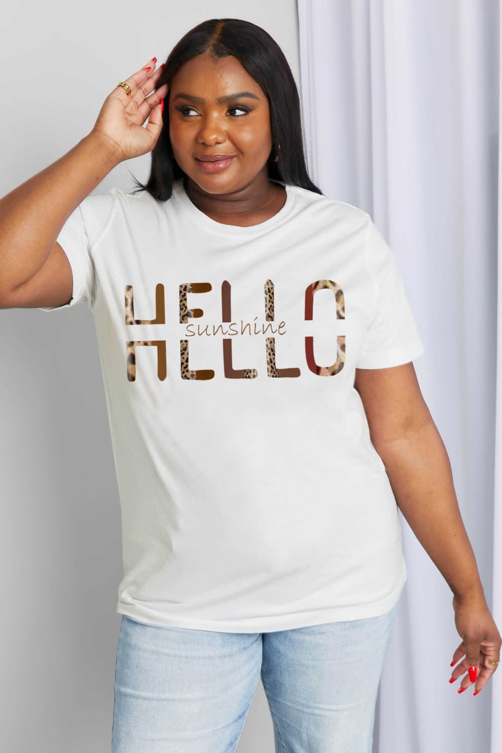 Simply Love Full Size HELLO SUNSHINE Graphic Cotton Tee-Jewearrings