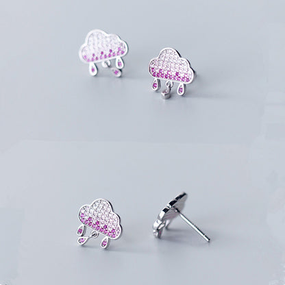 Cloud Raindrop Pendant Rhinestone Resin Stud Earrings-Jewearrings