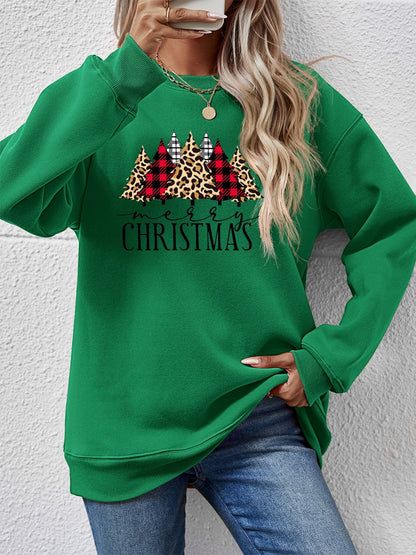 MERRY CHRISTMAS Round Neck Long Sleeve Sweatshirt-Jewearrings