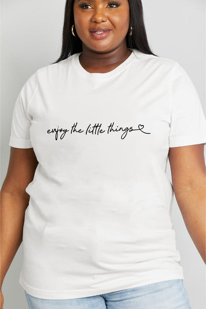 Simply Love Full Size ENJOY THE LITTLE THINGS Graphic Cotton Tee-Jewearrings