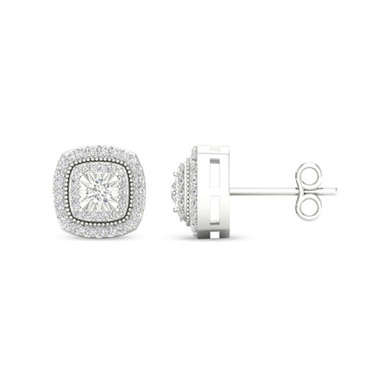 Women's Retro Square Fashion Elegant Micro Inlaid White Zircon Stud Earrings-Jewearrings