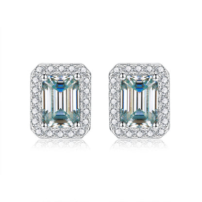 Women's Moissanite Emerald Cut Earrings-Jewearrings