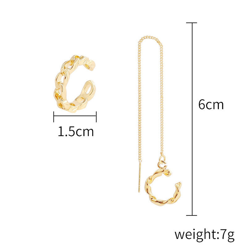 Korean Temperament Retro Ear Clip Women's Fashion Long Earrings-Jewearrings