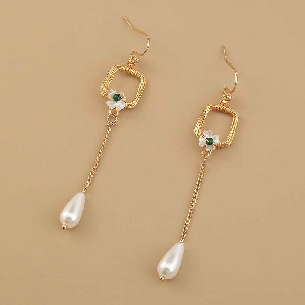 Retro Long Fringe Earrings Simple All-match Pearl-Jewearrings