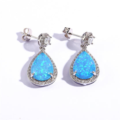 Platinum Opal Water Drop Earrings Temperament Wild-Jewearrings