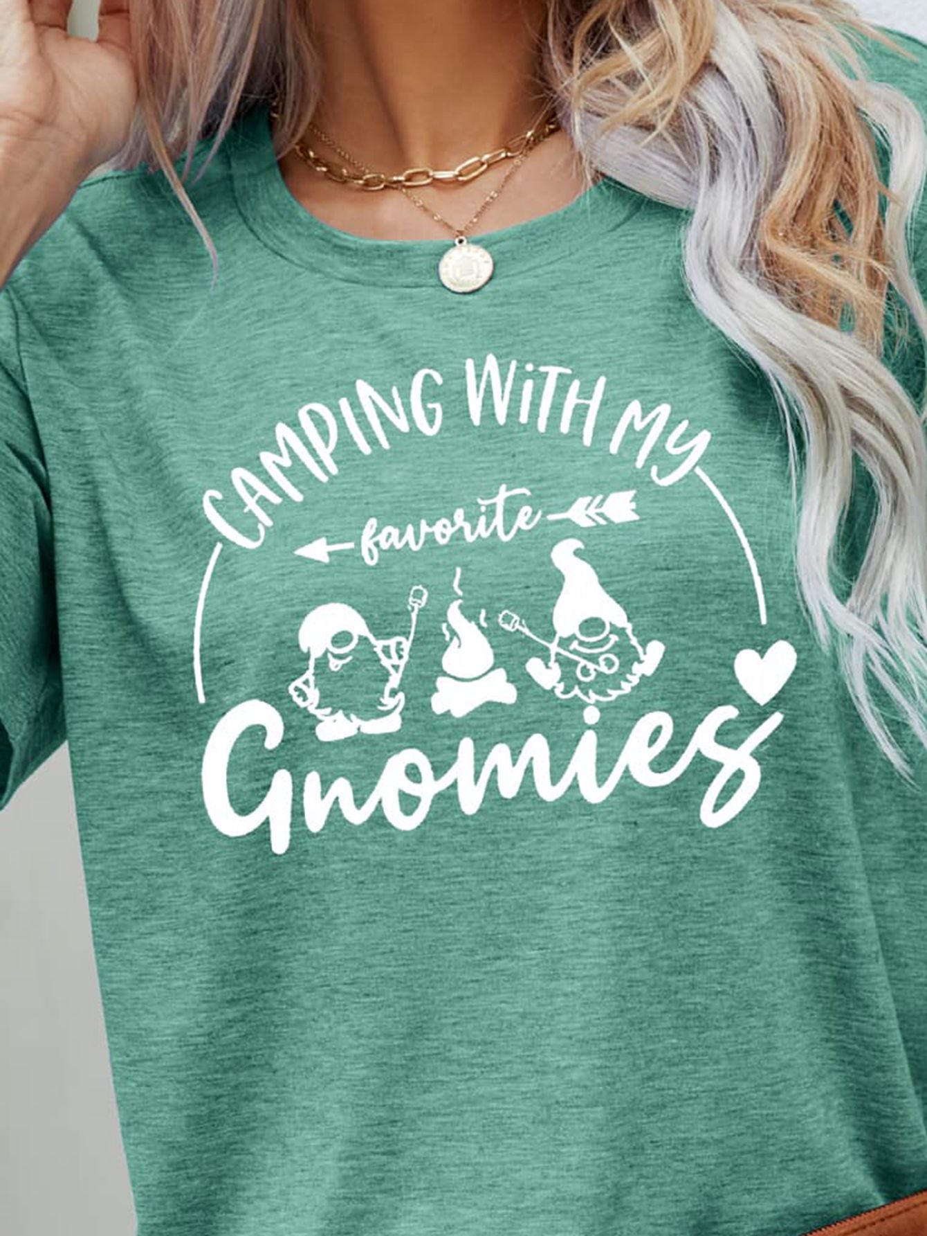 CAMPING WITH MY FAVORITE GNOMIES Graphic Tee-Jewearrings