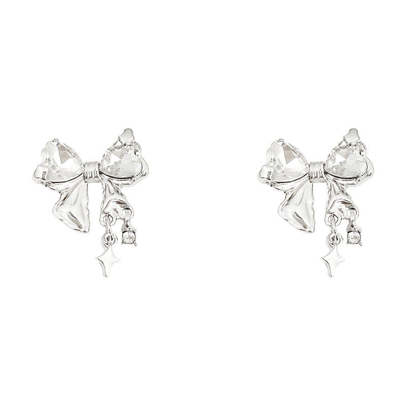 Starlight Bowknot Zircon Stud Earrings For Women-Jewearrings