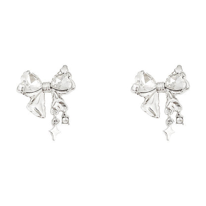 Starlight Bowknot Zircon Stud Earrings For Women-Jewearrings