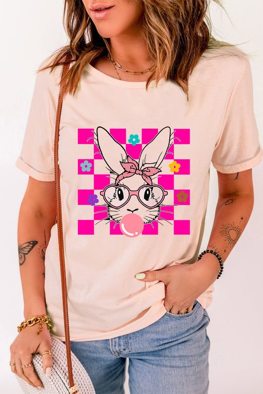 Rabbit Round Neck Short Sleeve T-Shirt-Jewearrings