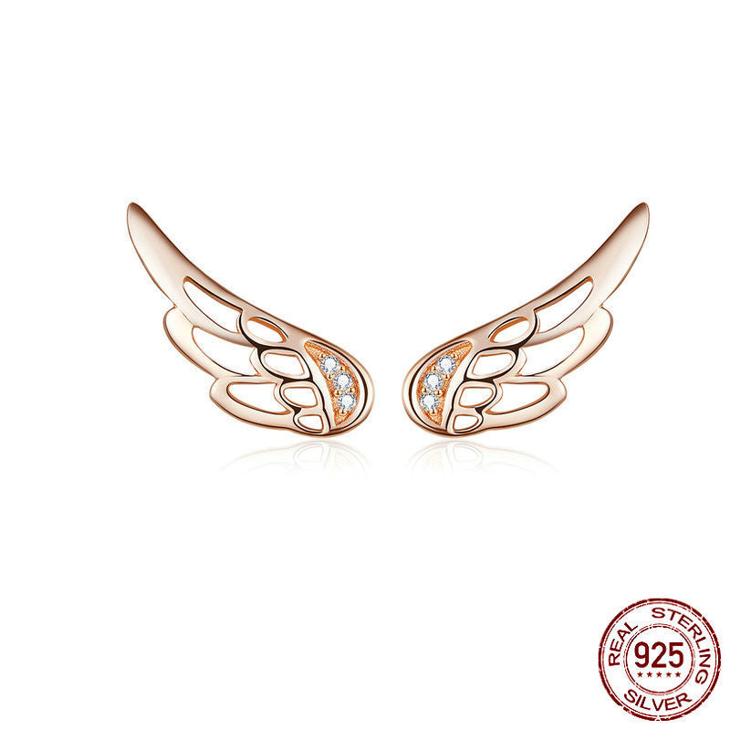 Simple And Fashionable Ladies Sterling Silver Wings Earrings-Jewearrings