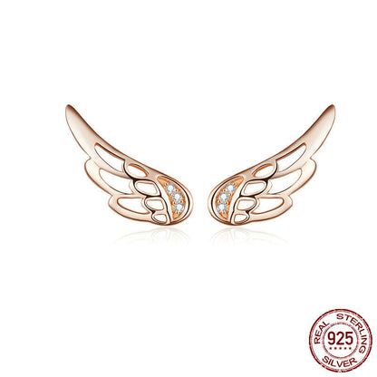 Simple And Fashionable Ladies Sterling Silver Wings Earrings-Jewearrings