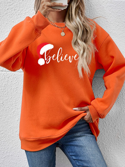 BELIEVE Graphic Long Sleeve Sweatshirt-Jewearrings