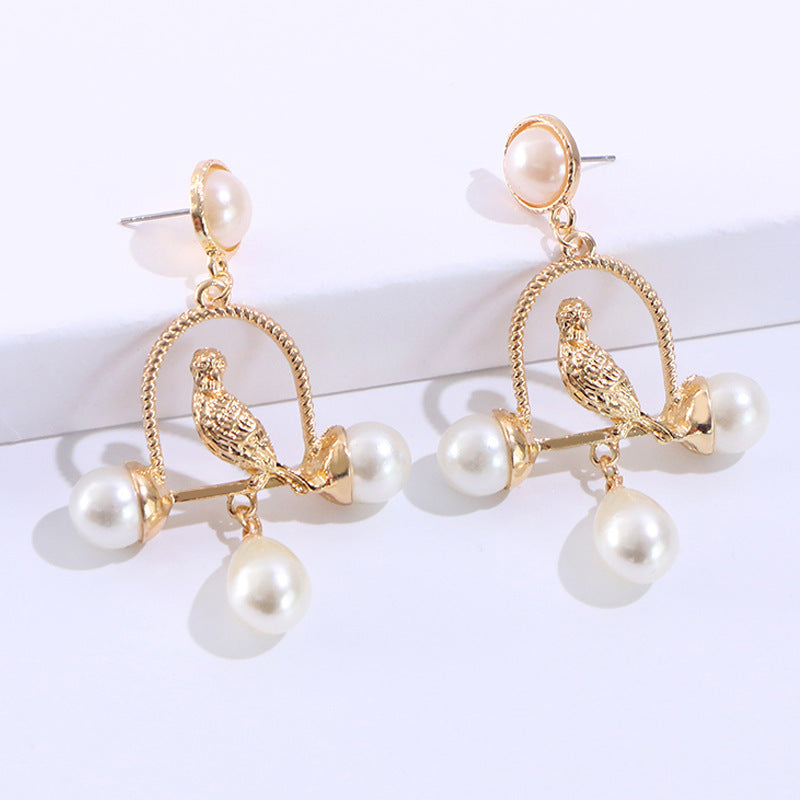 Vintage Birdcage Pearl Earrings Earrings Japan And South Korea-Jewearrings