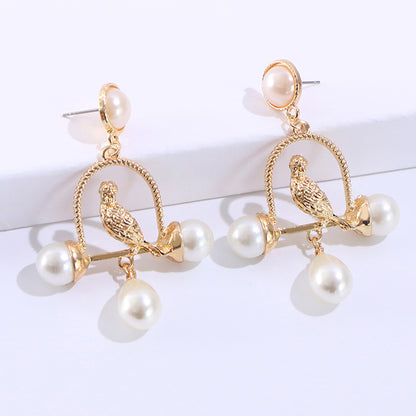 Vintage Birdcage Pearl Earrings Earrings Japan And South Korea-Jewearrings