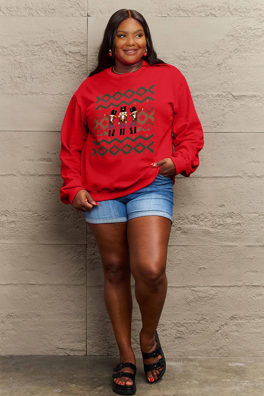 Simply Love Full Size Nutcracker Graphic Long Sleeve Sweatshirt-Jewearrings