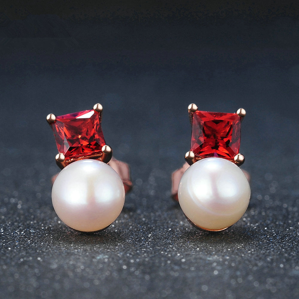 Natural Garnet Pearl Earrings-Jewearrings