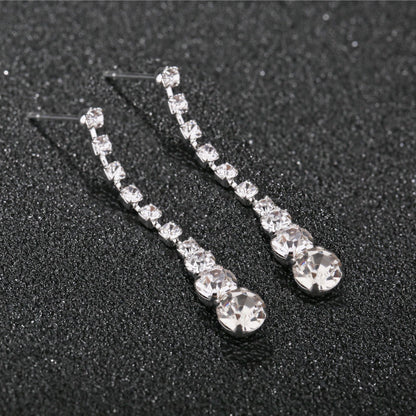 Silver Water Drop Necklace Earrings Two-piece Set Combination-Jewearrings