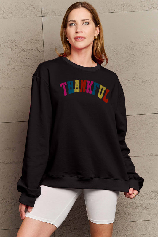 Simply Love Full Size THANKFUL Graphic Sweatshirt-Jewearrings