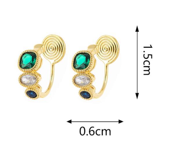 French Contrast Emerald Zircon Earrings-Jewearrings