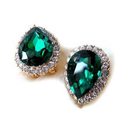 925 earrings retro drop-shaped crystal diamond earrings-Jewearrings