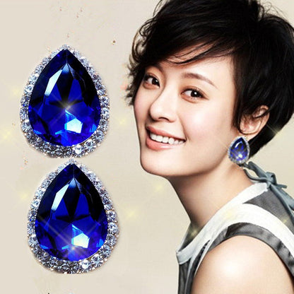 925 earrings retro drop-shaped crystal diamond earrings-Jewearrings