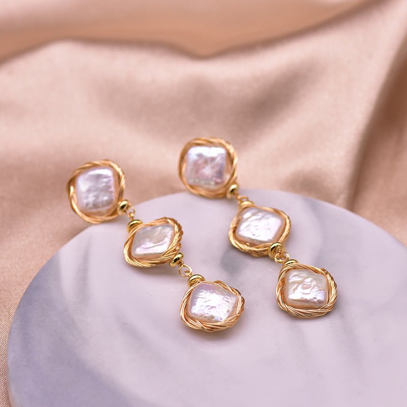 925 Silver Baroque Pearl Earrings Niche-Jewearrings