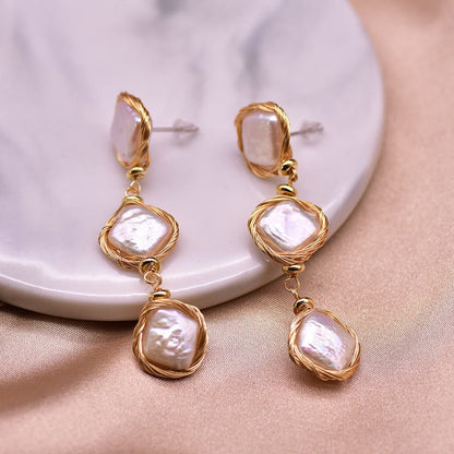 925 Silver Baroque Pearl Earrings Niche-Jewearrings