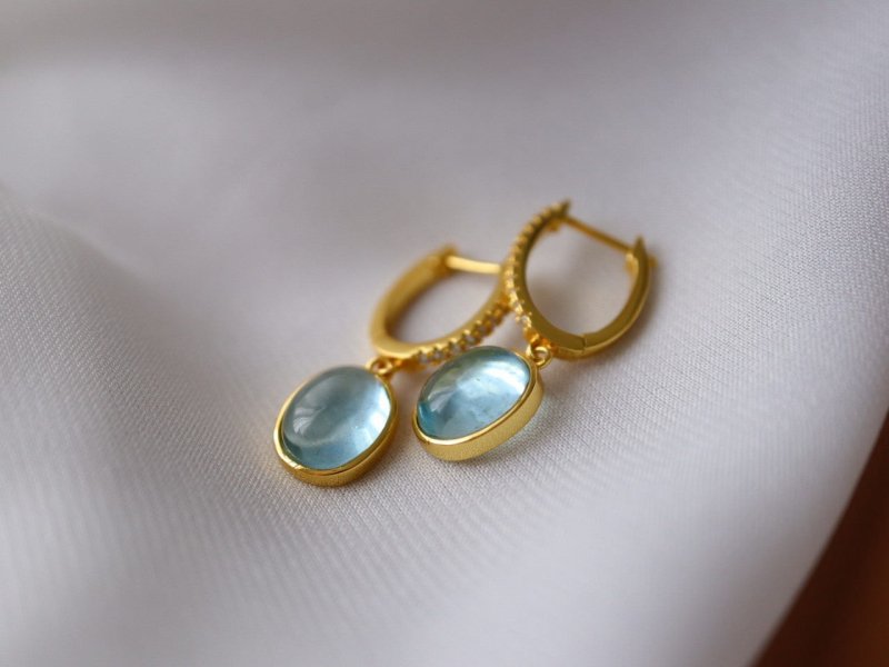 925 Silver Body Earrings Natural Sea Blue Treasure-Jewearrings