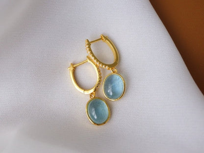 925 Silver Body Earrings Natural Sea Blue Treasure-Jewearrings