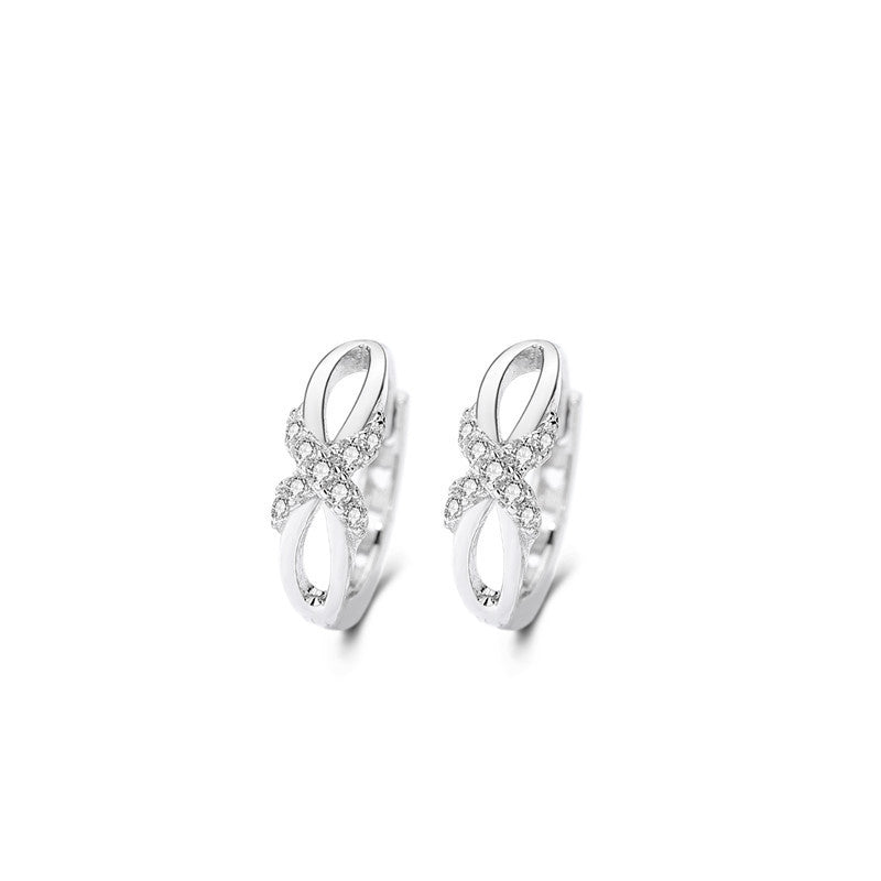 925 Silver Diamond Bow Circular Earrings-Jewearrings