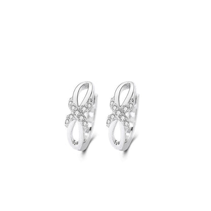 925 Silver Diamond Bow Circular Earrings-Jewearrings