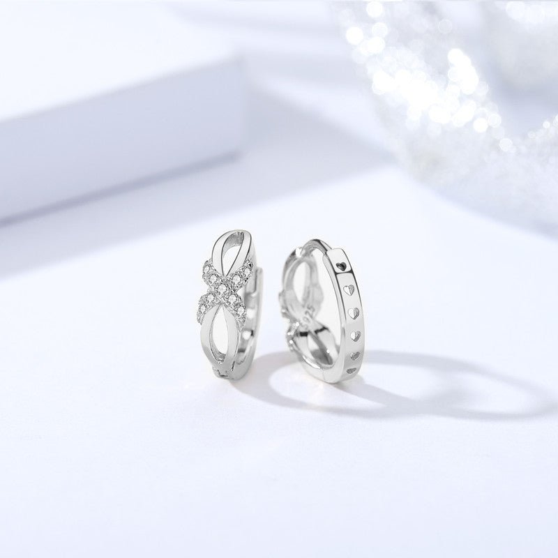 925 Silver Diamond Bow Circular Earrings-Jewearrings