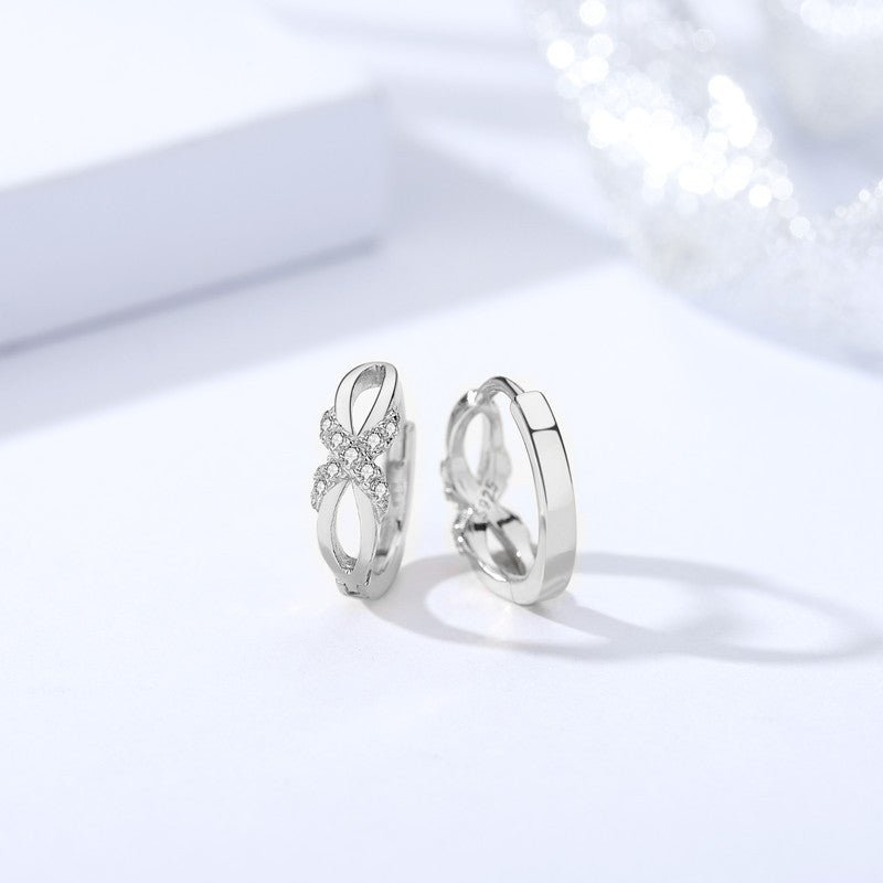 925 Silver Diamond Bow Circular Earrings-Jewearrings