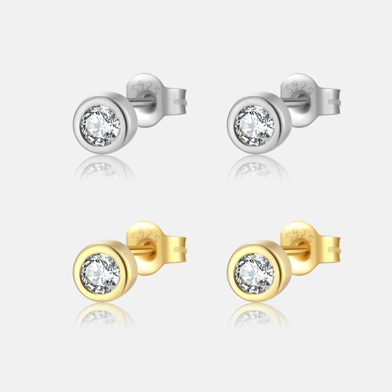 925 Silver Diamond-embedded Simple All-match Banquet Jewelry Stud Earrings-Jewearrings