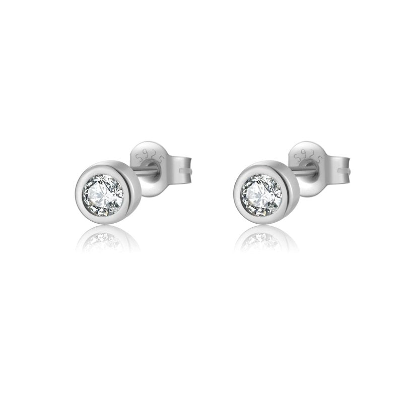 925 Silver Diamond-embedded Simple All-match Banquet Jewelry Stud Earrings-Jewearrings