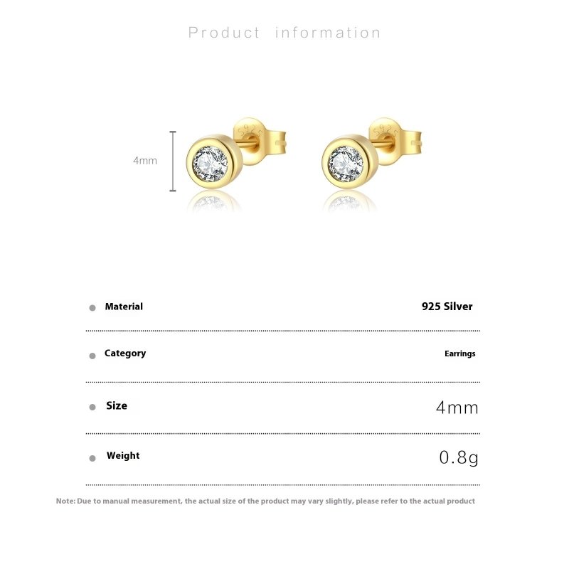 925 Silver Diamond-embedded Simple All-match Banquet Jewelry Stud Earrings-Jewearrings