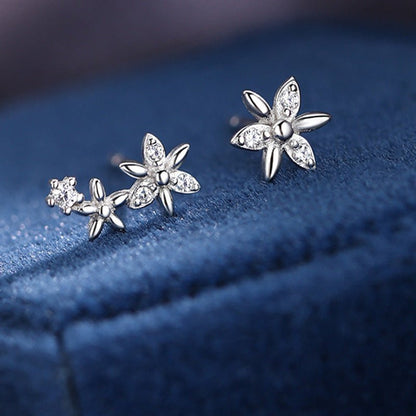 925 Silver Flower Stud Earrings Women-Jewearrings